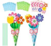 Lot de 24 bouquets de fleurs en papier à faire soi-même - Cadeau de remerciement - Faites votre propre bouquet de fleurs - Cartes de vœux pour la fête des mères - Cadeau d'anniversaire - Pour l'école,