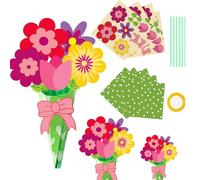 Lot de 24 bouquets de fleurs en papier à faire soi-même - Cadeau de remerciement - Faites votre propre bouquet de fleurs - Cartes de vœux pour anniversaire, fête des enseignants, école, salle de