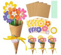 Lot de 24 bouquets de fleurs en papier à faire soi-même - Cadeau de remerciement - Faites votre propre bouquet de fleurs - Cartes de vœux pour la fête des mères - Cadeau d'anniversaire - Pour l'école,