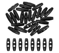 Lot de 24 boutons en bois en forme d'olive, 2 trous à coudre, pour décoration de vêtements, manteaux, trenchs, manteaux, accessoires (noir, 60 mm)