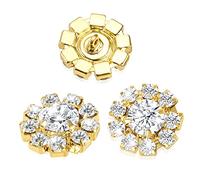 Lot de 24 boutons en métal plaqué or et strass transparents 16 mm