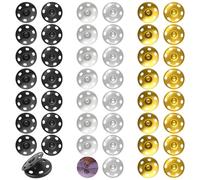 Lot de 24 boutons pression à coudre en métal pour vêtements, 3 couleurs