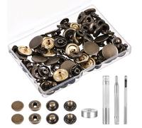 Lot de 24 boutons pression en métal de 15 mm avec 4 outils d'installation et rivets en laiton pour vestes, vêtements, chapeaux, vestes, jeans, toile et plus encore (bronze)