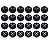 Lot de 24 boutons ronds à coudre en plastique pour pantalons, bretelles costumes, jupes 4 trous Noir 17 mm 27 lignes