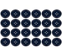 Lot de 24 boutons ronds plats à coudre Bleu foncé 20 mm 4 trous 32L 32 lignes