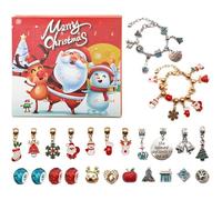 Lot de 24 bracelets de compte à rebours de Noël 2024 - Kit de fabrication pour compte à rebours de Noël - Calendrier de l'Avent - 24 jours - Bracelet de Noël - Cadeau de 22 perles