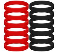 Lot de 24 bracelets en silicone rouge et noir pour homme et femme - Thème casino - Fournitures de fête d'anniversaire - Cadeaux d'amitié