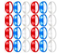 Lot de 24 bracelets lumineux clignotants activés par le son - Contrôle de la musique - Bracelets phosphorescents pour le 4 juillet, les prix du jeu de rave, le carnaval, les concerts, les événements