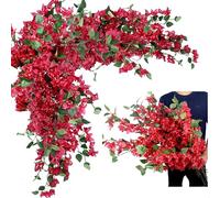 Lot de 24 branches de bougainvilliers artificielles en soie à suspendre pour maison, mariage, centres de table, vases, vitrine, événement, décoration (rose foncé)