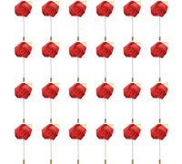 Lot de 24 broches boutonnière rose rouge, fleur en polyester avec feuille en alliage, épingles de revers pour costume de mariage homme, nœud papillon du marié, témoin, bal, cérémonie, anniversaire