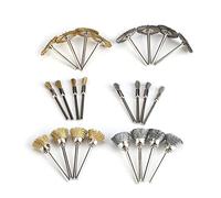 Lot de 24 brosses de polissage en acier inoxydable et laiton pour ponceuse, perceuse, outils rotatifs, différentes tailles, surfaces métalliques non métalliques, nettoyage de surfaces métalliques