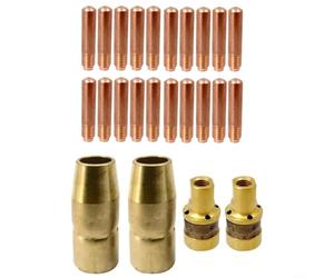 Lot de 24 buses à souder en cuivre pour Miller M-100/M-150 et pour poste à souder Hobart H-9/H-10 MIG avec buse de gaz 169-715 et diffuseur 169-716 pour diamètre de fil 0,023 à 0,045 pouces