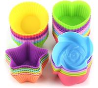 Lot De 24 Caissettes En Silicone Antiadhésives, Réutilisables, Écologiques, Compatibles Micro-Ondes Et Lave-Vaisselle, 4 Formes, 6 Couleurs