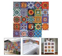 Lot de 24 carreaux de mosaïque marocains résistants à l'eau pour les espaces intérieurs (20 x 20 cm)