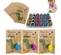Lot de 24 cartes à éclore en forme d'œuf - Dinosaures qui poussent dans l'eau - Œufs surprise de dinosaures - Cadeau de fête pour les - Cadeaux de Saint-Valentin pour