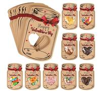 Lot de 24 cartes de Saint-Valentin pour enfants - Cartes de Saint-Valentin à faire soi-même pour salle de vec sacs à friandises, bocaux Mason Jar School Party Favors pour garçons et filles
