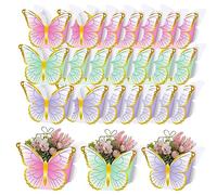Lot de 24 cartons de fête avec papillon 3D, boîte de papier pour bonbons, boîtes de bonbonnières, papillon, décorations pour tables, mariages, anniversaires, fêtes, 20 x 14 cm