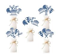 Lot de 24 centres de table sur le thème grec - Bleu et blanc - Décorations de fête d'anniversaire grecque - Mythologie grecque - Culture - Fête prénatale romaine - Fournitures de fête prénuptiale
