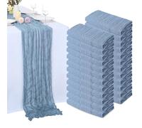Lot de 24 chemins de table en étamine, bleu poudré, 3 m x 304 cm, tissu à fromage rustique transparent pour décoration de mariage, fête prénatale, anniversaire, fête prénuptiale