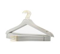 Lot de 24 cintres blancs en plastique aspect bois pour chemises et robes Crochet doré