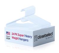 Lot de 24 cintres Super résistants fabriqués aux États-Unis avec Crochet pour Accessoires, cintres en Plastique pour Manteaux, Costumes, Robes, Ceintures ou Articles Super résistants, Blanc