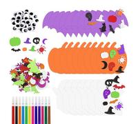 Lot de 24 citrouilles pour enfants - Kit de bricolage pour enfants - Mousse d'Halloween - Citrouille - Kit de bricolage avec mousse - Moules de citrouille - Stylo aquarelle autocollants pour