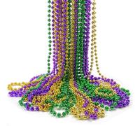 Lot de 24 colliers de perles de Mardi Gras en vrac de 83,8 cm - Colliers métalliques pour carnaval - Pour fête de Mardi Gras, événements, fête, Saint-Patrick - Collier fantaisie en perles dorées