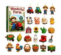 Lot de 24 comptes à rebours de Noël de la ferme 2026 | Calendrier de l'Avent à collectionner pour fête d'anniversaire, bureau, voiture, maison, chambre, école, dortoir