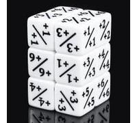 Lot de 24 compteurs de dés MTG + 1/+1 jetons de compteur de vie avec sac de rangement gris - Dés D6 vibrants, dés parfaits de 16 mm pour MTG, JCC et jeux de cartes (blanc)