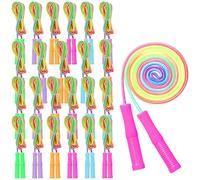 Lot de 24 Cordes à Sauter Réglables 2,2 m en Nylon Arc-en-Ciel avec Poignées Ergonomiques Antidérapantes pour Étudiants, Écoles, Sport, Entraînement Extérieur, Jeux et Fêtes