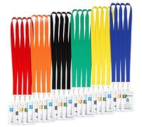 Lot de 24 cordons avec étui pour carte étanche en PVC - Porte-badges/porte-clés colorés, étiquette d’identification, noir, rouge, jaune, bleu