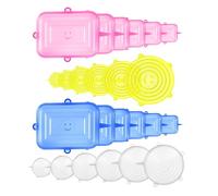Lot de 24 couvercles en silicone extensibles - Différentes tailles - Réutilisables - Pour bols, gobelets, canettes, tasses, fruits