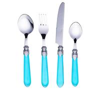 Lot de 24 couverts en acier inoxydable, poignée bleue, Imperial Ocean