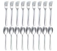 Lot de 24 couverts fourchettes et cuillères, en acier inoxydable de qualité alimentaire, pour la maison, la cuisine et le restaurant, 12 fourchettes et cuillères à souper, polies miroir et lavables en