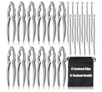 Lot de 24 craquelins pour pattes de crabe comprenant 12 craquelins à noix, 12 fourchettes en acier inoxydable