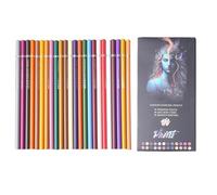 Lot de 24 crayons de couleur - Crayons de couleur artistiques - Longueur standard 18 cm + 24 teintes vives, construction en bois naturel et durable - Pour l'école et les journaux, le dessin pour les