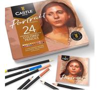 Lot de 24 crayons de couleur dans une boîte métallique Couleurs parfaites pour les portraits Avec noyaux de Portr CRAYON DE COULEUR