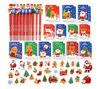 Lot de 24 crayons et carnets, remplissage du calendrier de l'Avent | Coffret cadeau de Noël festif avec de jolis motifs. Parfait pour l'école, la famille et comme cadeau de fête pratique.