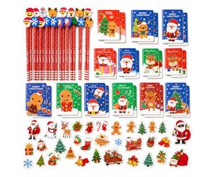 Lot de 24 crayons et carnets, remplissage du calendrier de l'Avent | Coffret cadeau de Noël festif avec de jolis motifs. Parfait pour l'école, la famille et comme cadeau de fête pratique.