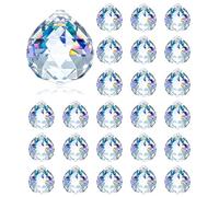 Lot de 24 Cristaux à Suspendre, Boule de Cristal Transparente de 20 mm, Attrape Soleil en Cristal, Attrape Soleil, Prisme en Verre pour Lustre, Pendentif, Fenêtre, Jardin, Décoration de Mariage