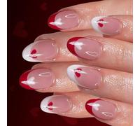 Lot de 24 cœurs rouges et blancs à paillettes pour femme - Facile à appliquer - Design confortable - Pour la Saint-Valentin