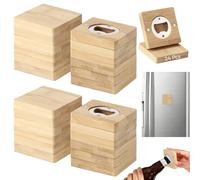 Lot de 24 décapsuleurs à bière, carrés en bois, 2,6 x 0,5 po, finition vierge pour DIY, dos à fixation métallique, cadeaux aimantés pour réfrigérateur, fêtes, mariages, salons