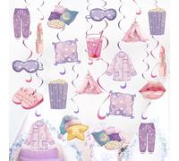 Lot de 24 décorations à suspendre pour soirée pyjama, fête pyjama, spa, fête d'anniversaire