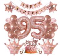 Lot De 24 Décorations D'anniversaire Pour Femmes En Or Rose : Bannière « Happy Birthday », Ballons En Aluminium, Confettis En Latex, Décoration De Gâteau D'anniversaire, Ruban Pour Ballons