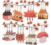 Lot de 24 décorations d'automne à suspendre, en bois, décoration d'automne, décoration d'automne, décoration d'automne à suspendre pour l'intérieur et l'extérieur, avec corde, idéal pour Thanksgiving