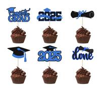 Lot de 24 décorations de cupcakes à paillettes pour remise de diplôme 2025, VARACL 2025, décorations de gâteaux de fête