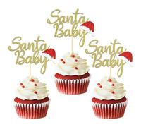 Lot de 24 décorations de cupcakes « Merry Christmas » pour décorations de Noël, décorations de gâteaux pour sapin de Noël (bébé B)