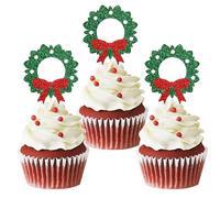 Lot de 24 décorations de cupcakes « Merry Christmas » pour décorations de Noël, décorations de gâteaux pour sapin de Noël (guirlandes)