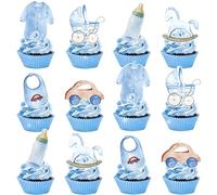 Lot de 24 décorations de cupcakes « Oh Baby » pour fête prénatale et anniversaire de garçon