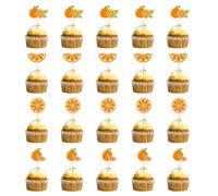 Lot de 24 décorations de cupcakes oranges sur le thème des agrumes, décoration de gâteau d'été sur la plage